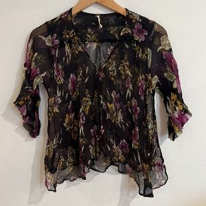 Free People Sheer Floral Blouse